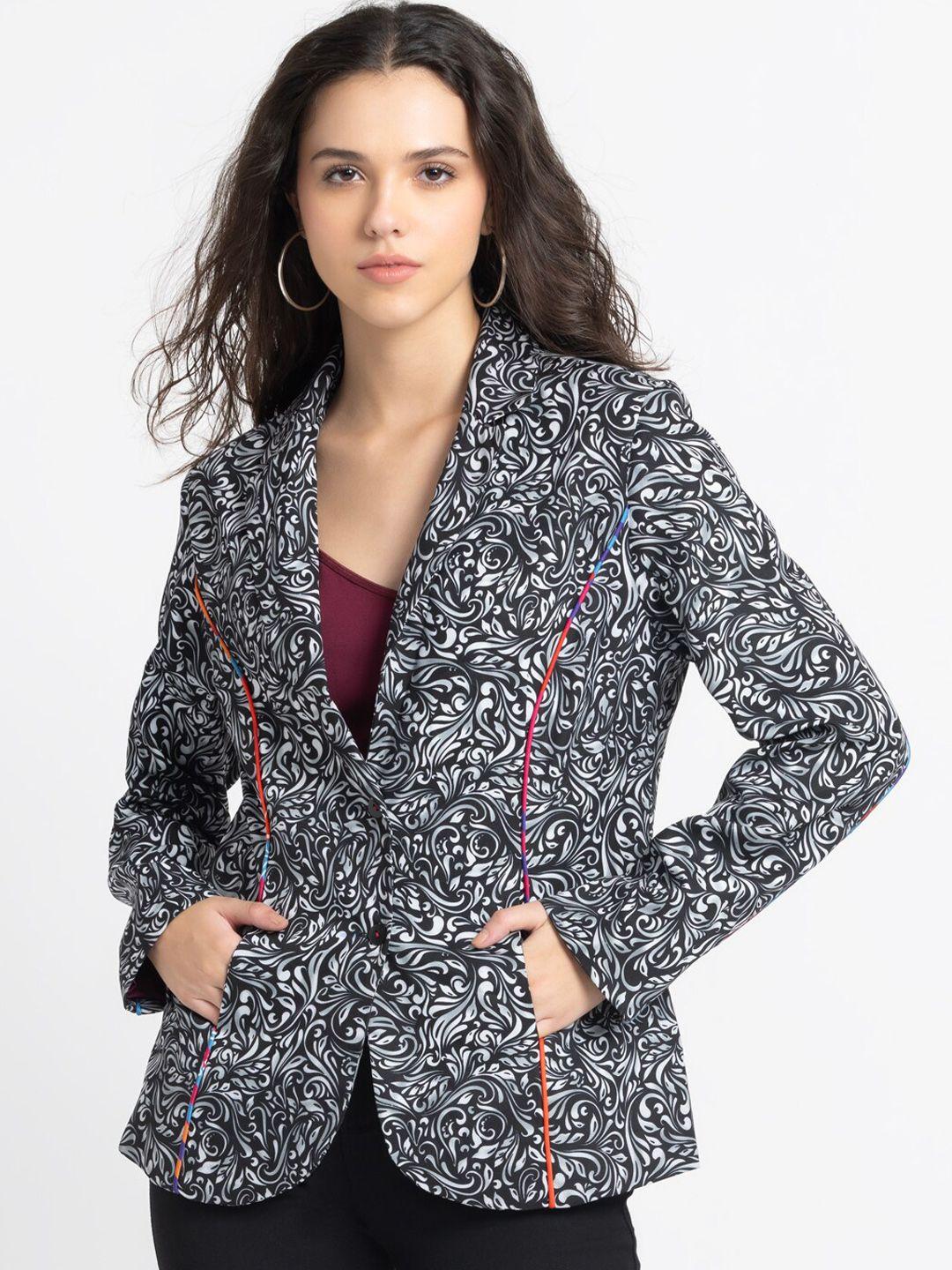 shaye printed single breasted blazer