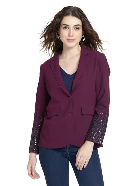 shaye purple embellished blazer