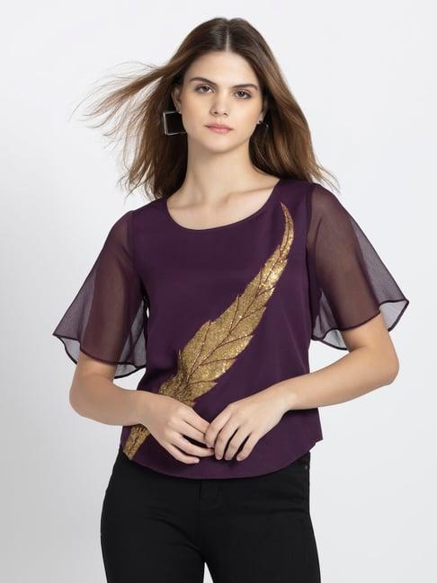 shaye purple embellished top