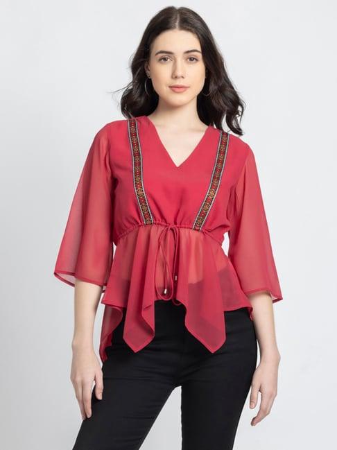 shaye red embroidered top
