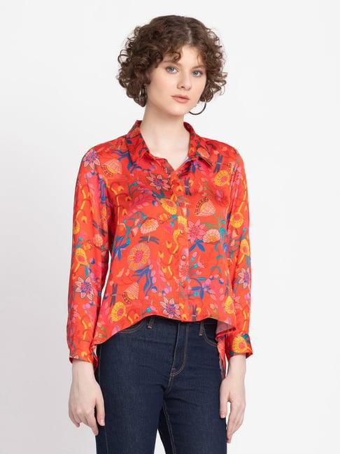 shaye red floral print shirt