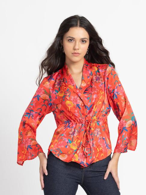 shaye red floral print shirt