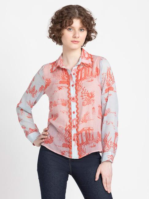 shaye red printed shirt