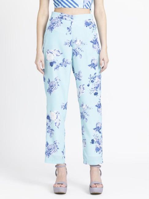 shaye sky blue floral print pants