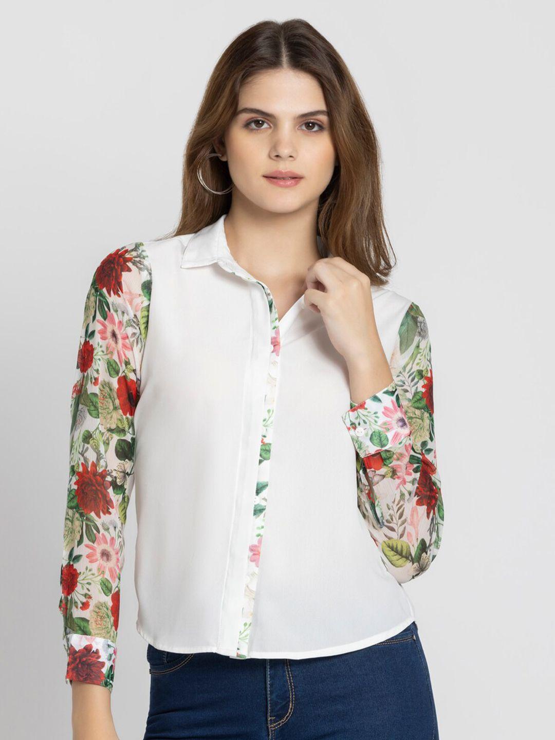 shaye smart slim fit floral printed casual shirt