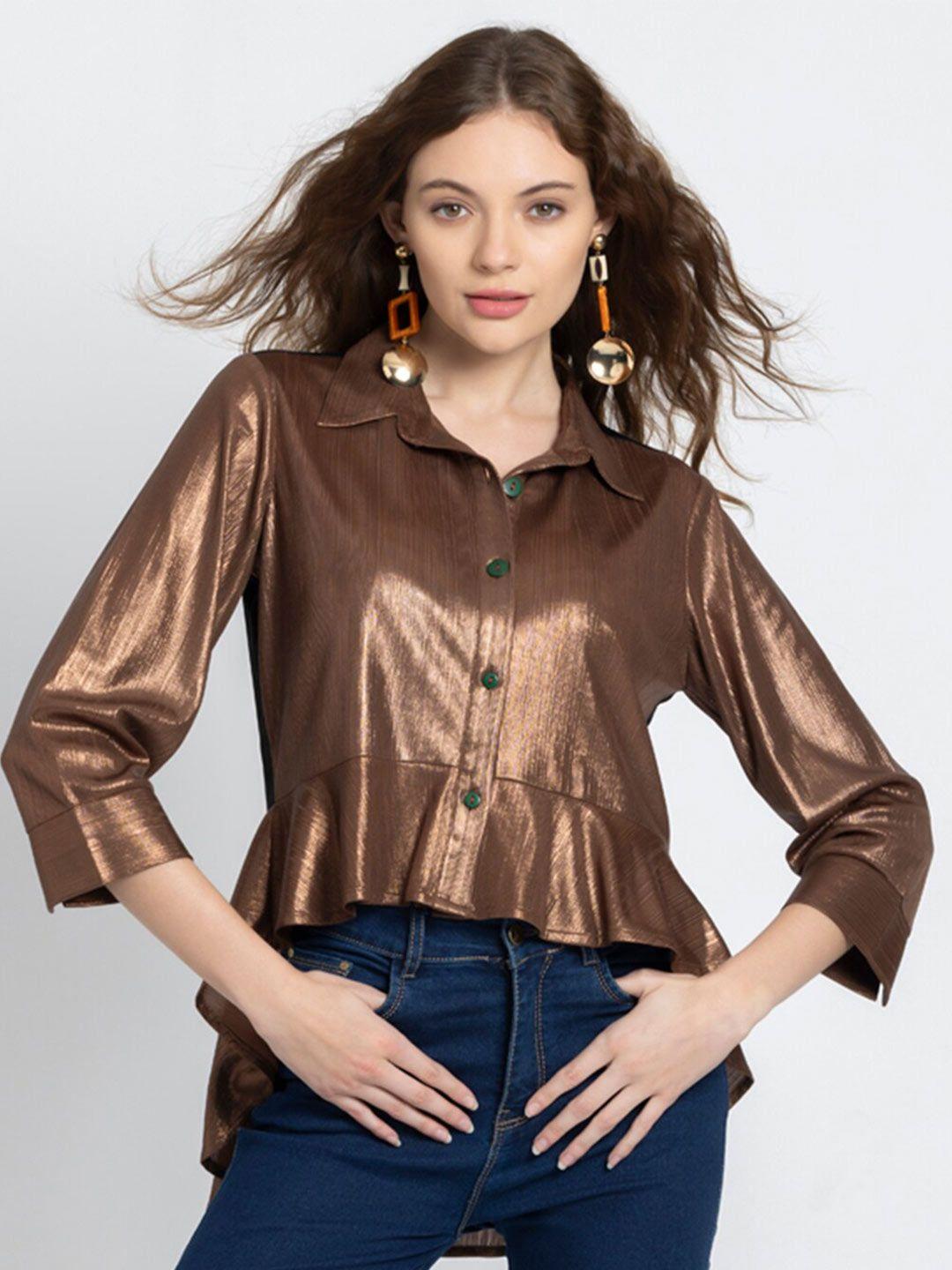 shaye smart spread collar longline party shirt style top