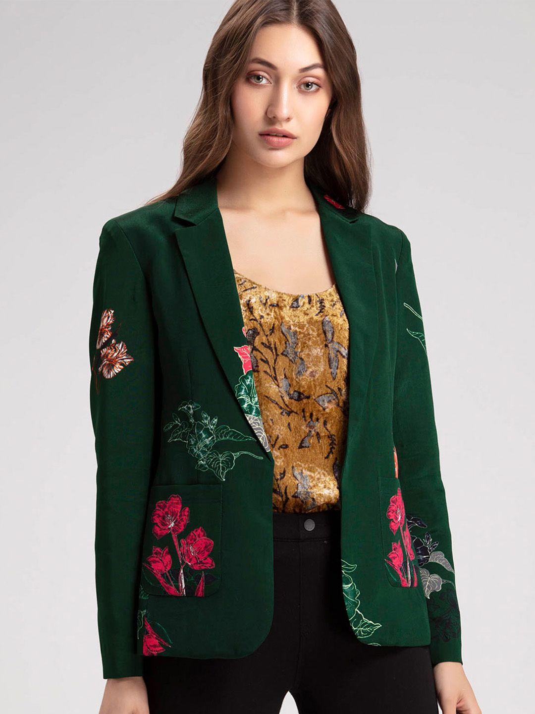 shaye tailored fit floral printed single breasted blazer