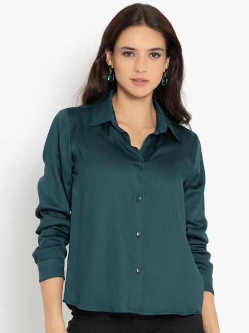 shaye teal regular fit shirt