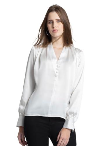 shaye v-neck white solid long sleeves party tops for women