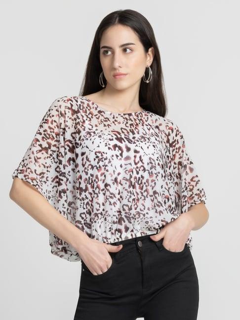 shaye white & brown animal print top