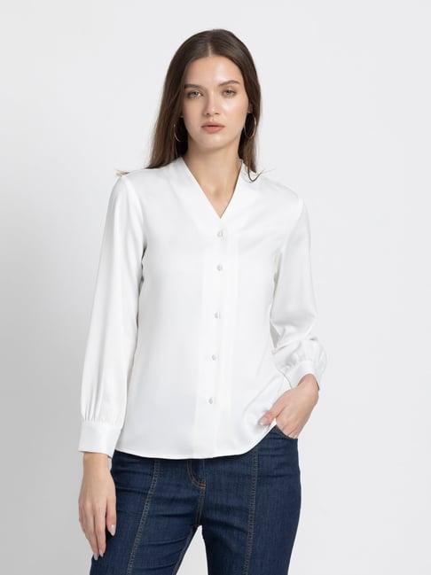 shaye white regular fit shirt