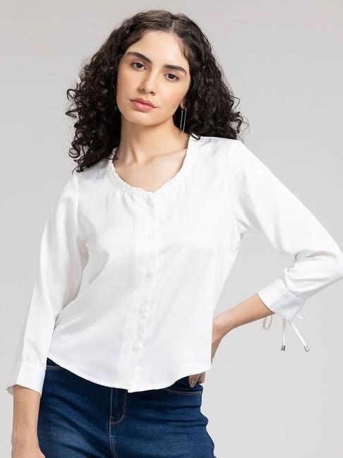 shaye white regular fit shirt