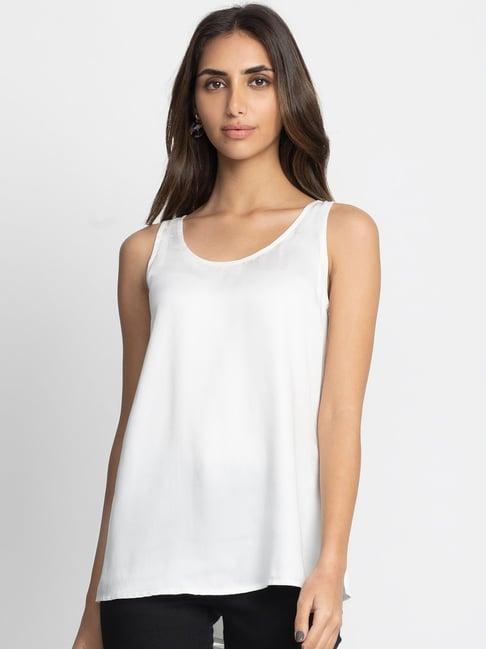 shaye white regular fit tank top