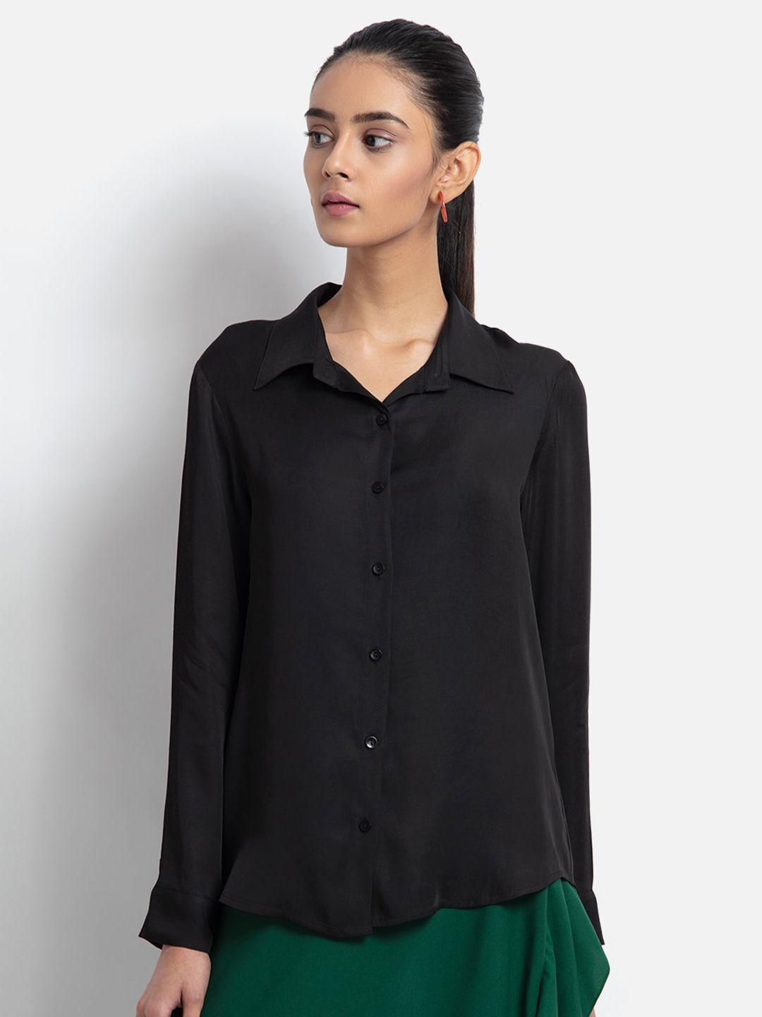 shaye women black opaque casual shirt