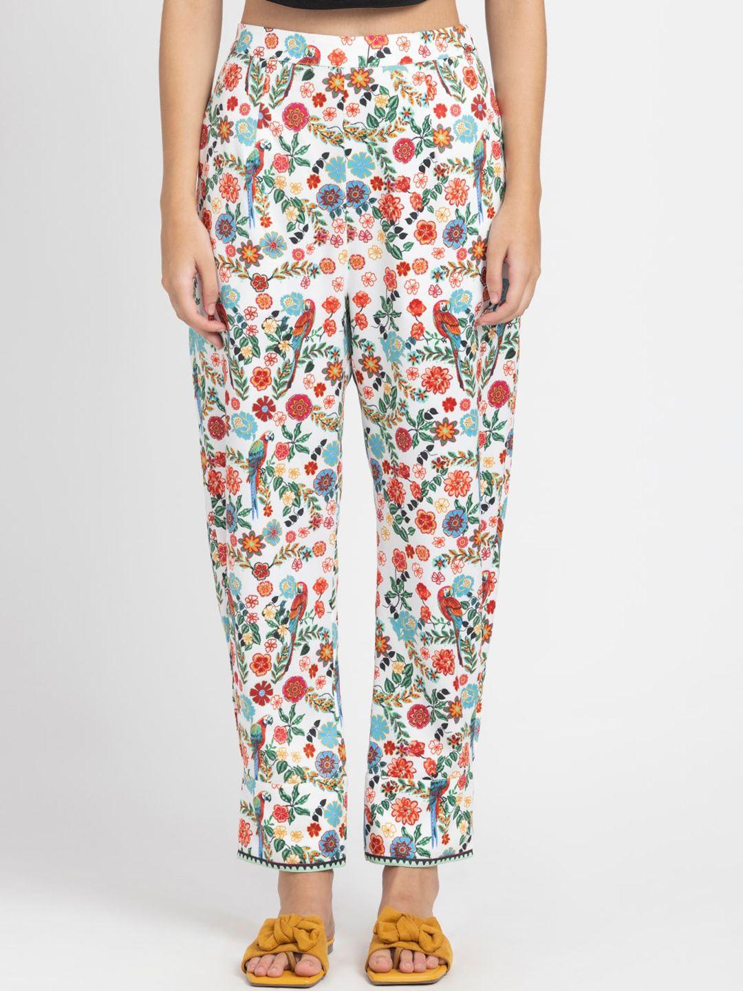 shaye women floral printed smart trousers