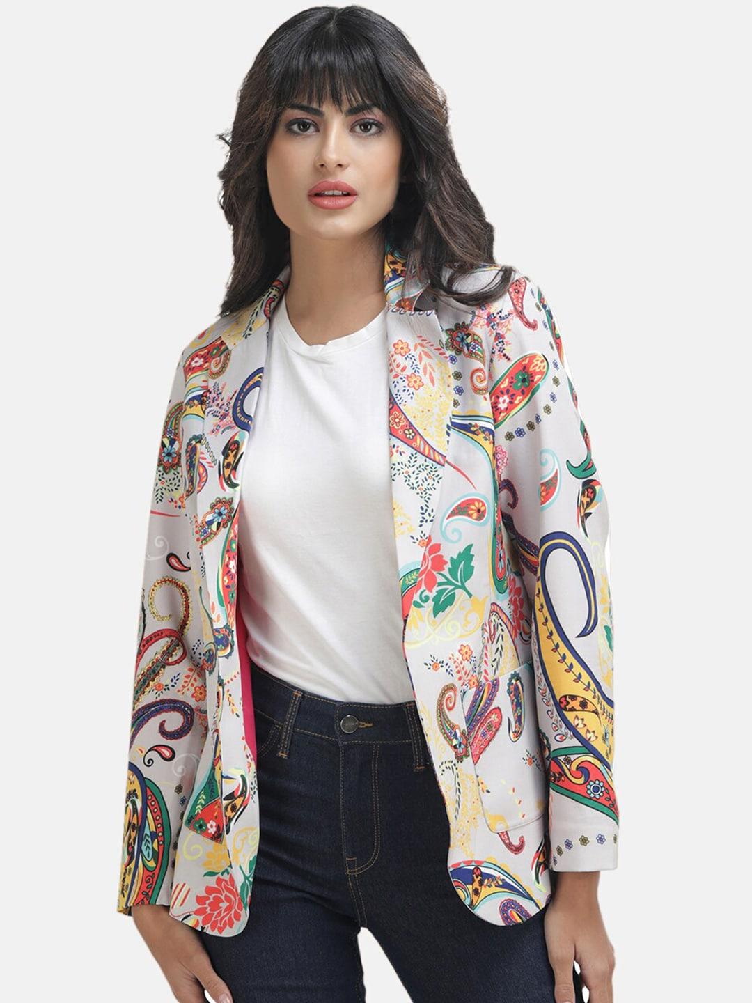 shaye women paisley printed tailored-fit open front blazer