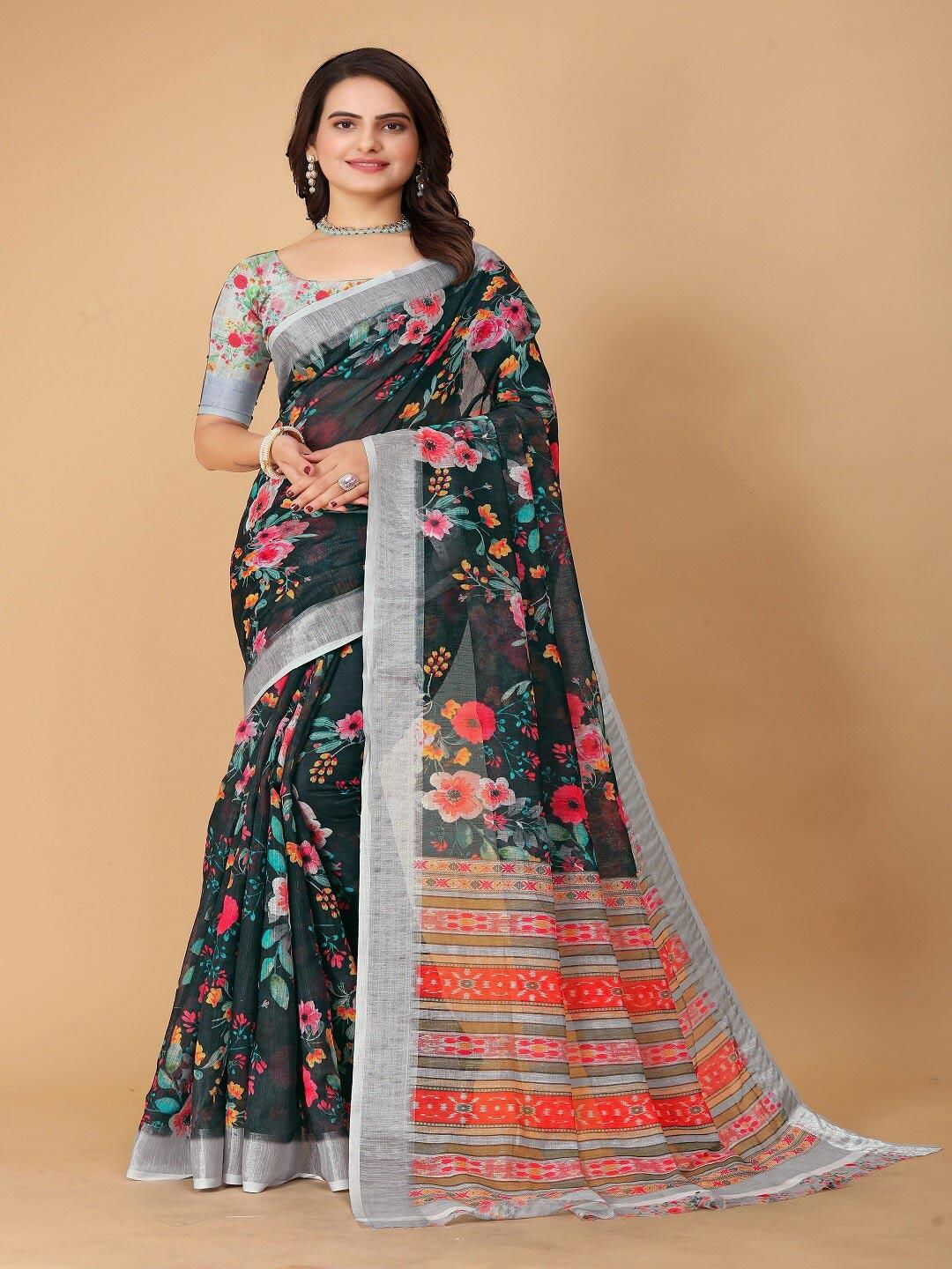 shayri floral printed maheshwari saree