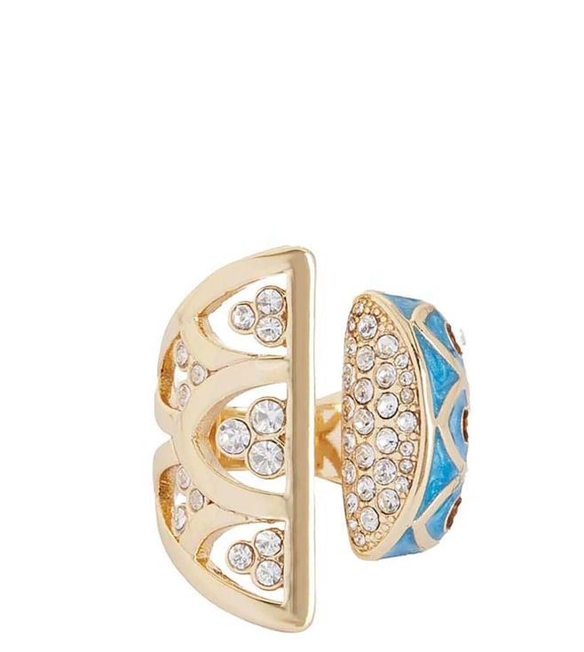 shaze gold & blue poetry in motion radice enamelled zircon studded ring