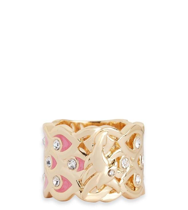 shaze gold & pink poetry in motion erba enamelled zircon studded ring