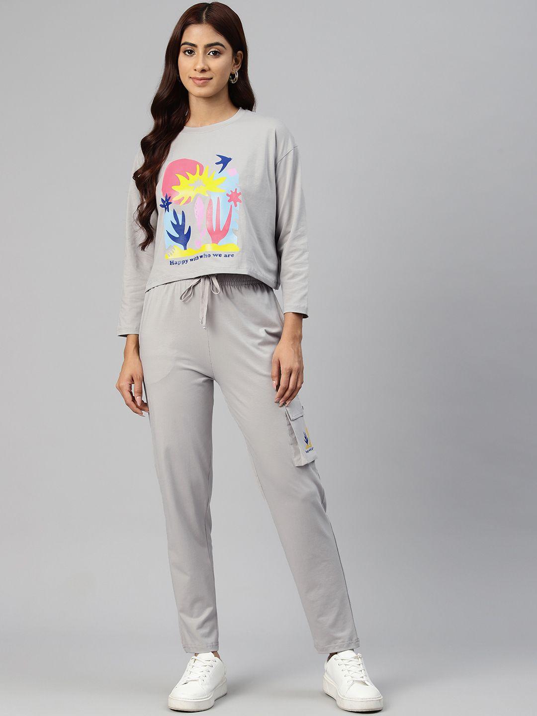she n she women printed t-shirt with trousers