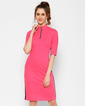 sheath dress with contrast taping