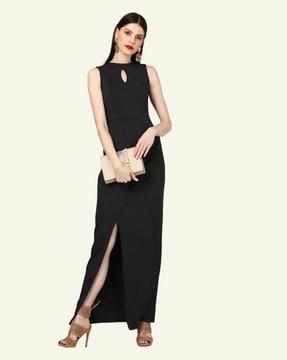 sheath dress with front-slit