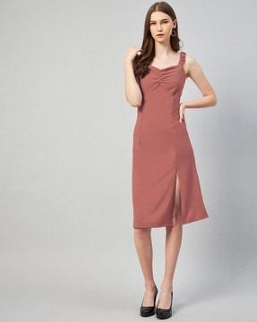 sheath dress with front-slit