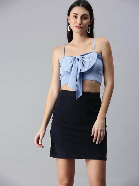 sheczzar blue regular fit crop top