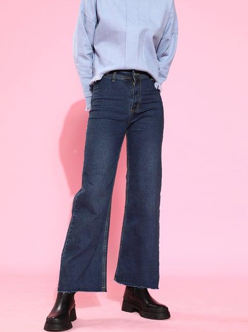 sheczzar dark blue high rise jeans