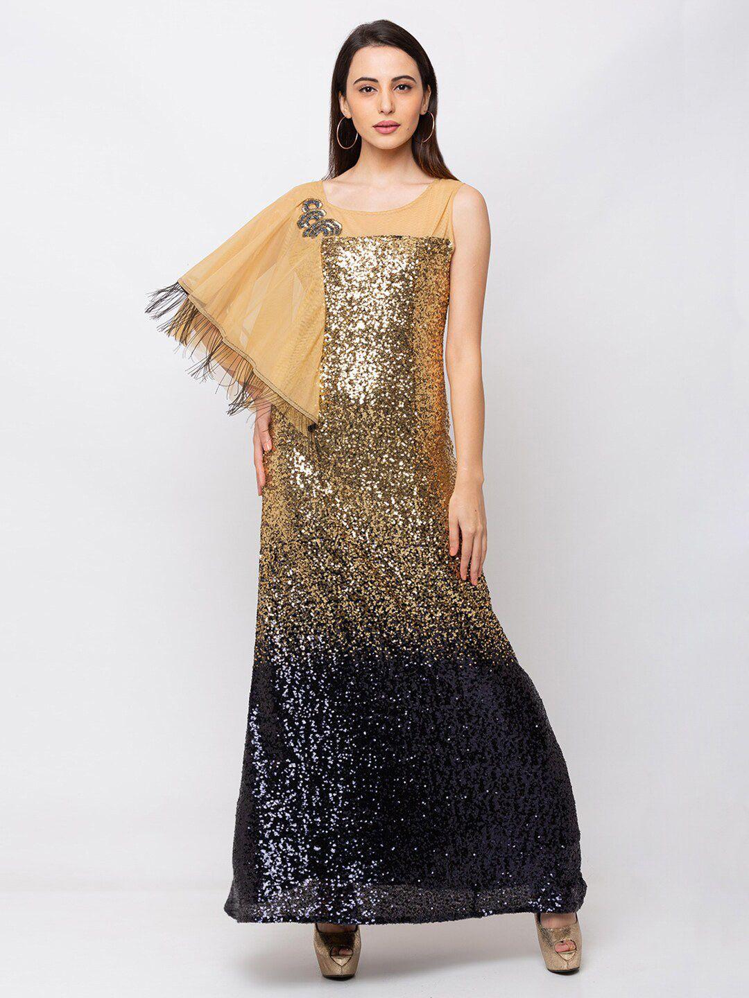 sheczzar gold-toned embellished maxi dress