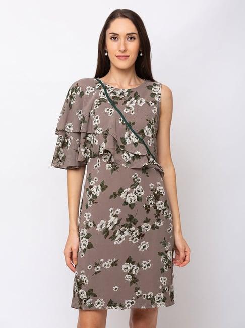 sheczzar grey floral print dress