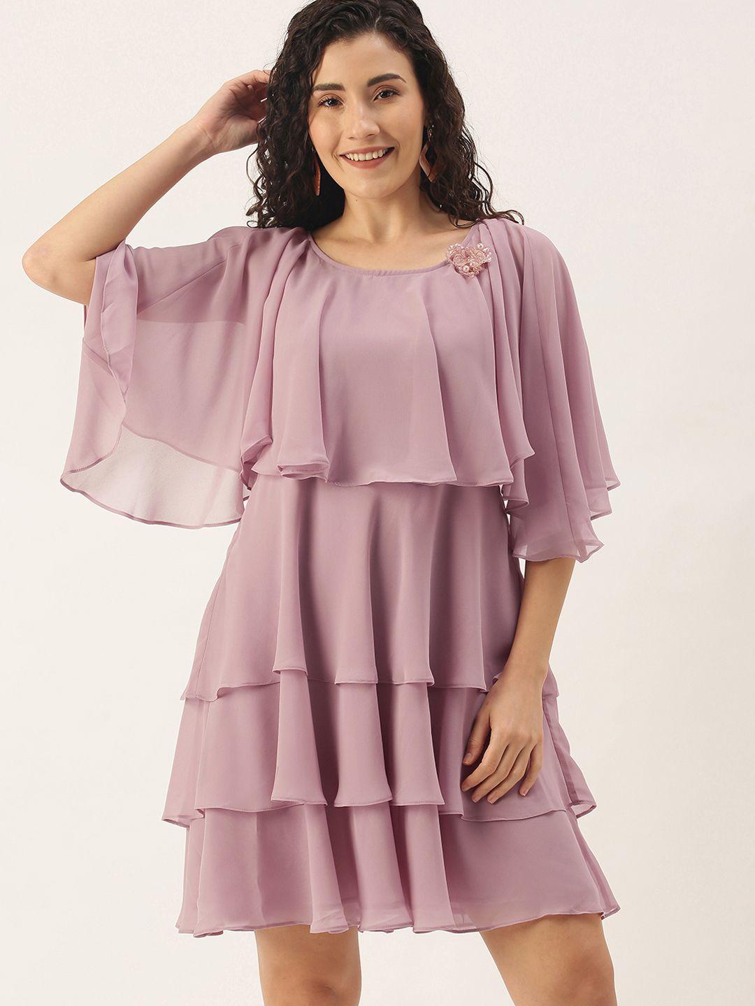 sheczzar pink layered georgette dress