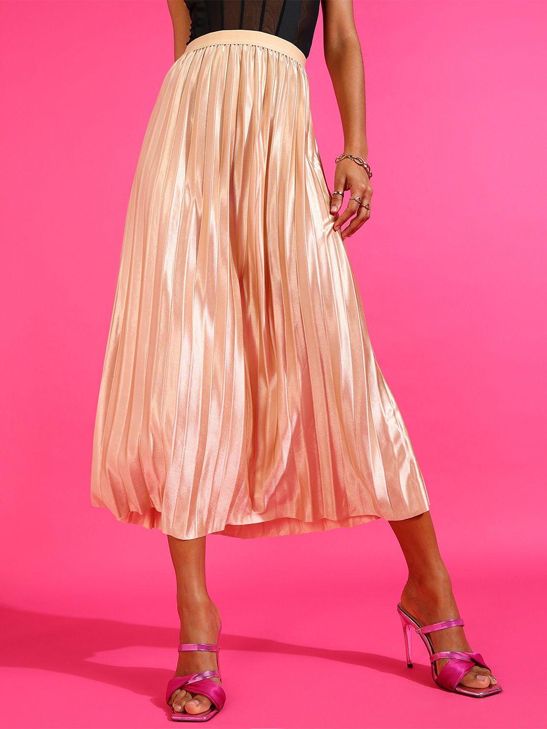 sheczzar pleated flared midi skirts