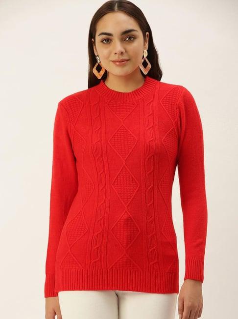 sheczzar red self sweater