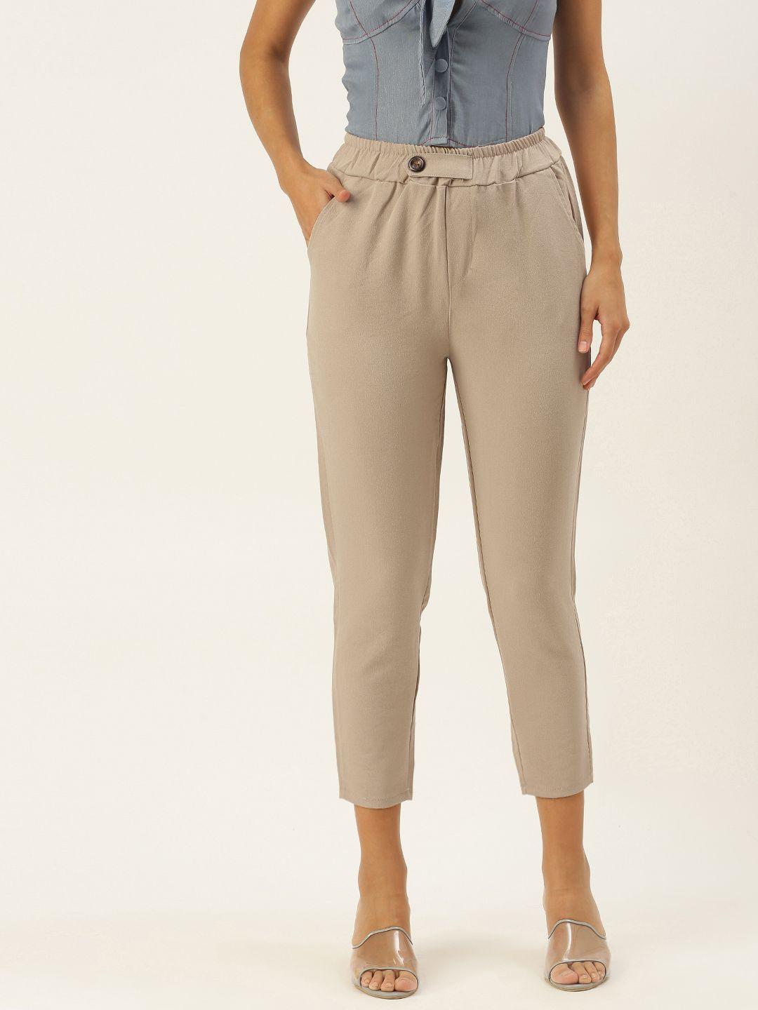 sheczzar women beige trousers