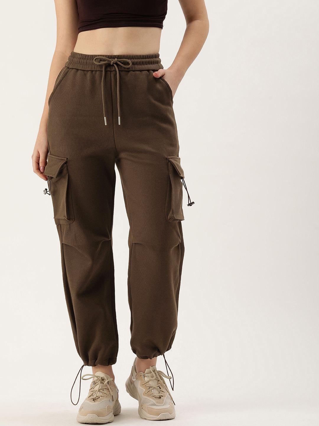 sheczzar women loose fit high-rise cargos trousers