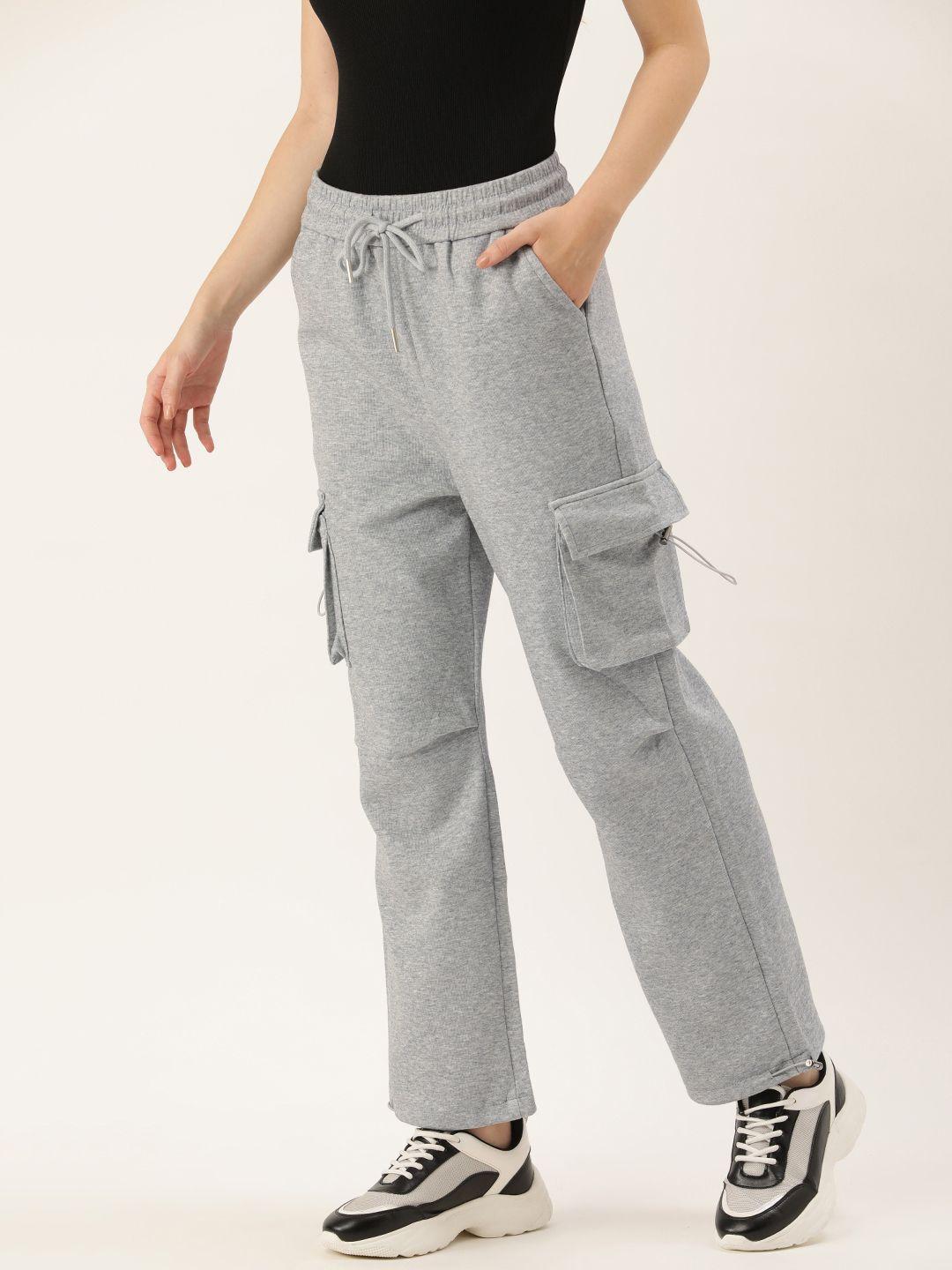sheczzar women relaxed straight leg solid cargos trousers