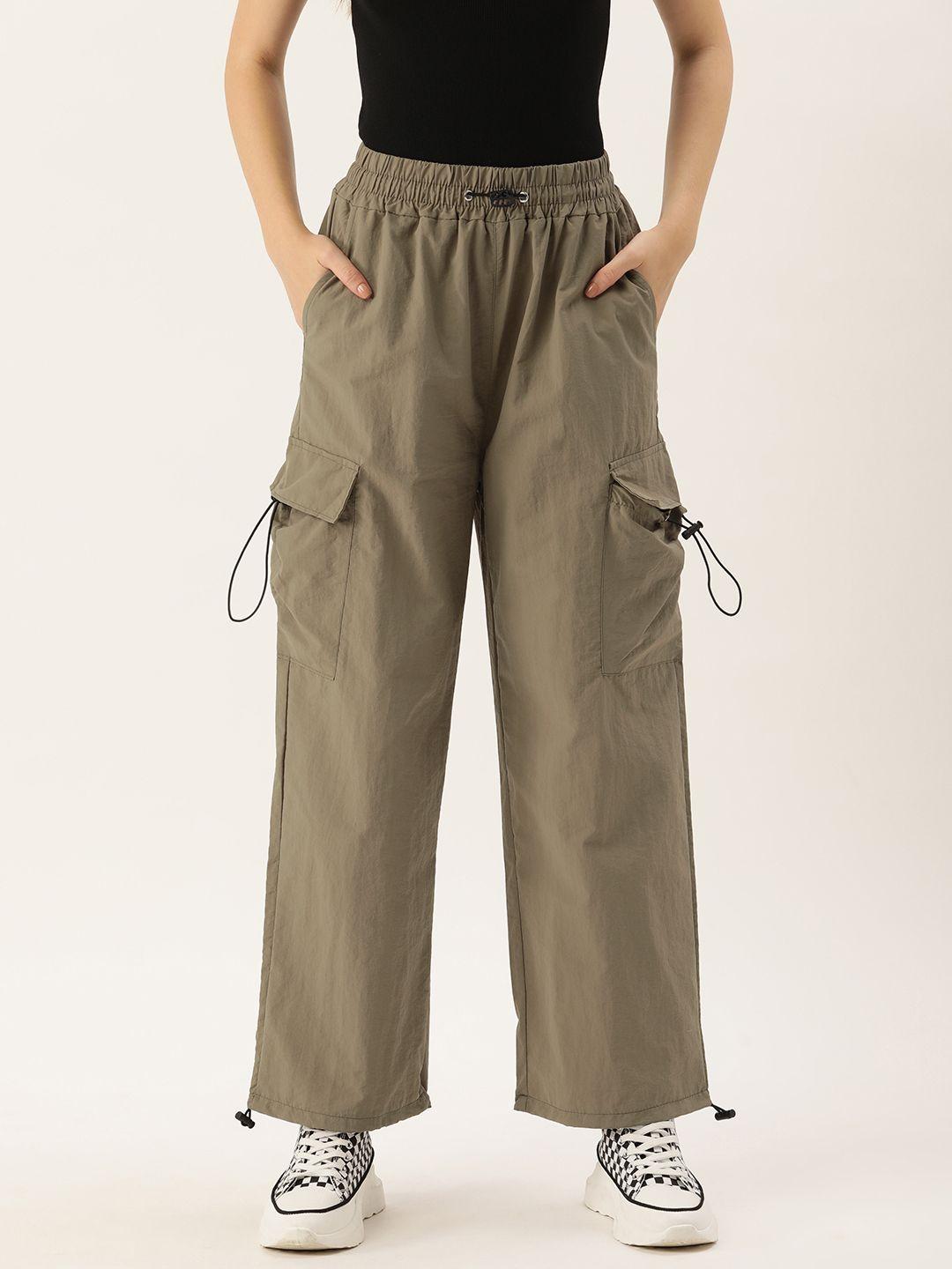 sheczzar women relaxed straight leg solid cargos trousers