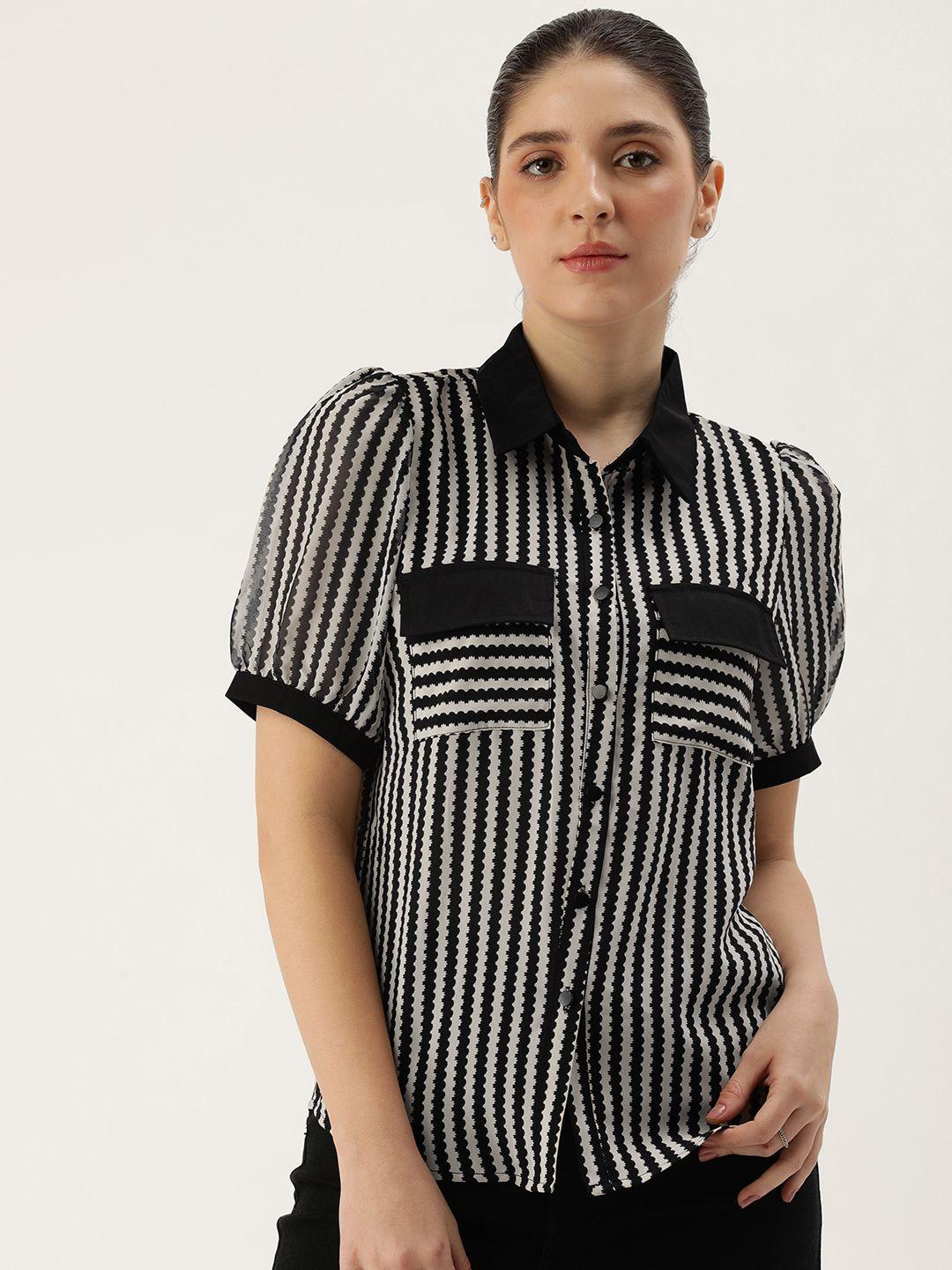 sheczzar women striped casual shirt