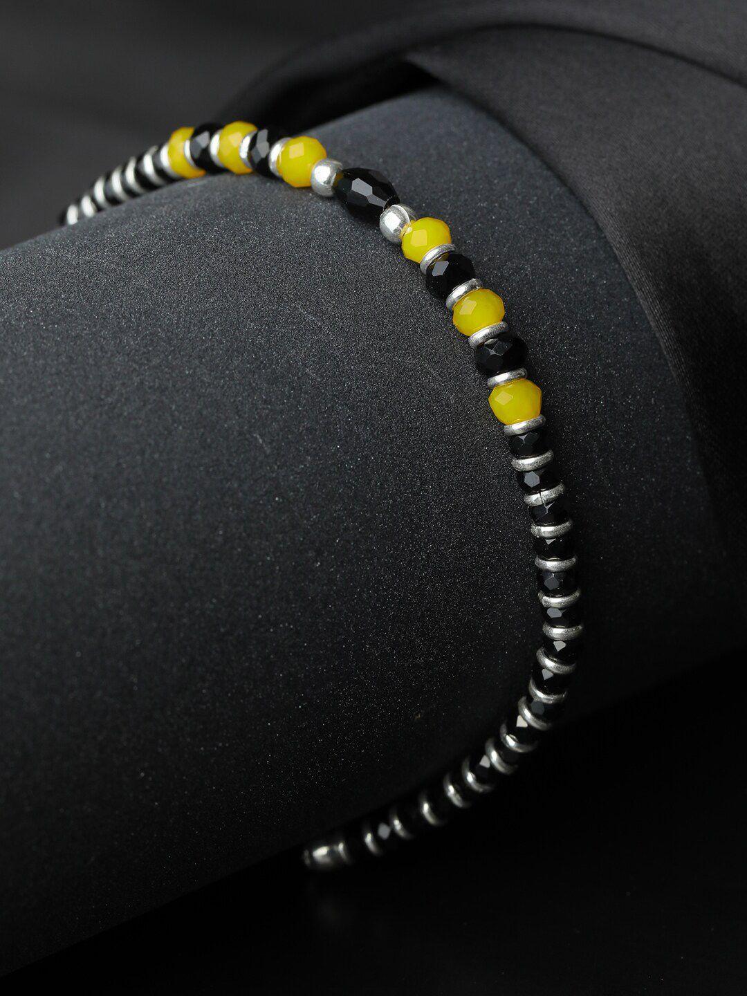 sheer by priyaasi women black & yellow beaded 92.5 sterling silver wraparound bracelet