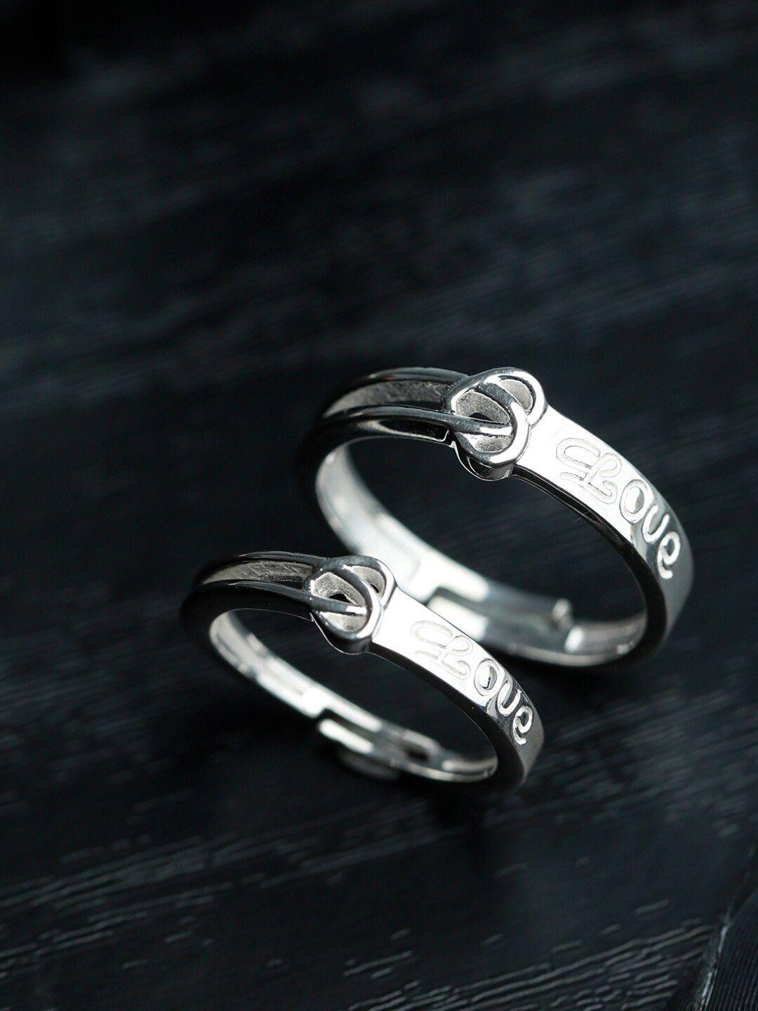 sheer by priyaasi set of 2 women silver-plated 92.5 sterling silver finger ring
