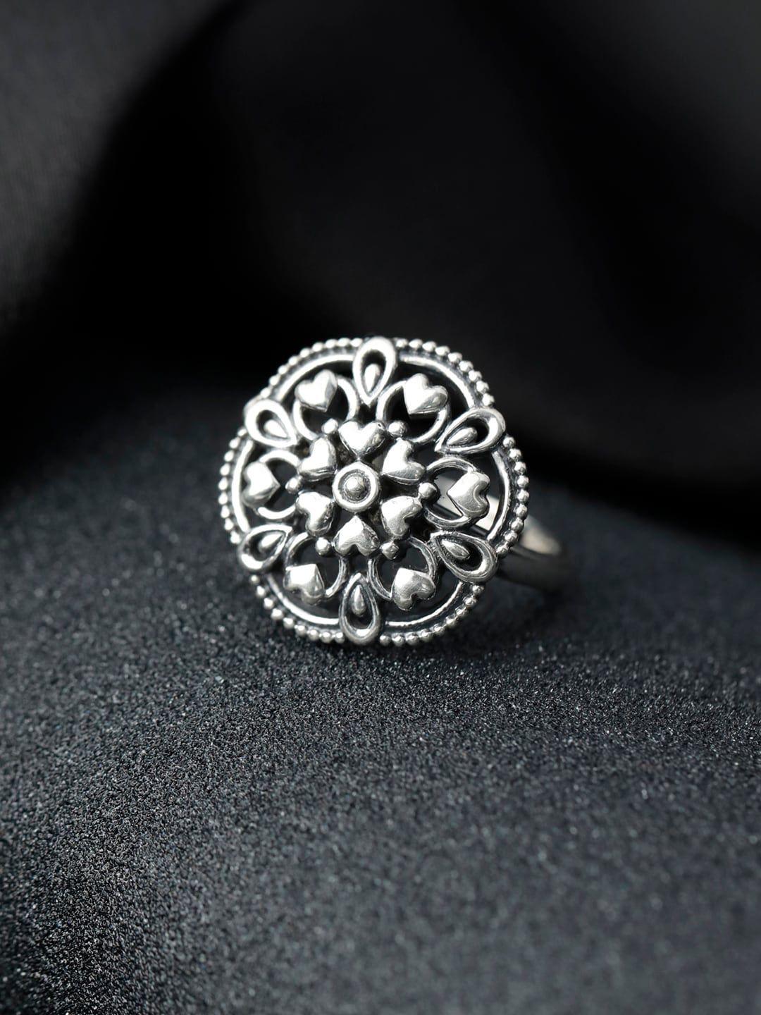 sheer by priyaasi silver-plated 925 sterling silver oxidised finger ring