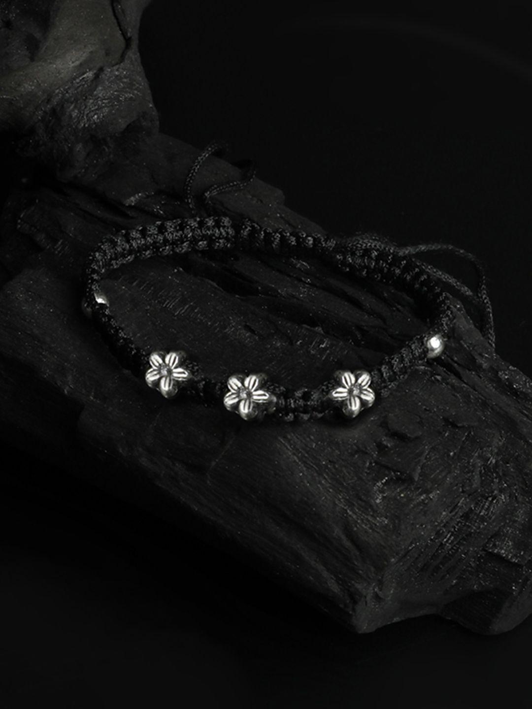 sheer by priyaasi women silver-toned & black 925 sterling silver wraparound bracelet