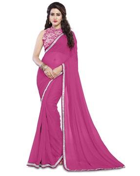 sheer-through saree with contrast border