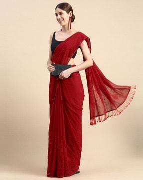 sheer-through saree with tassels