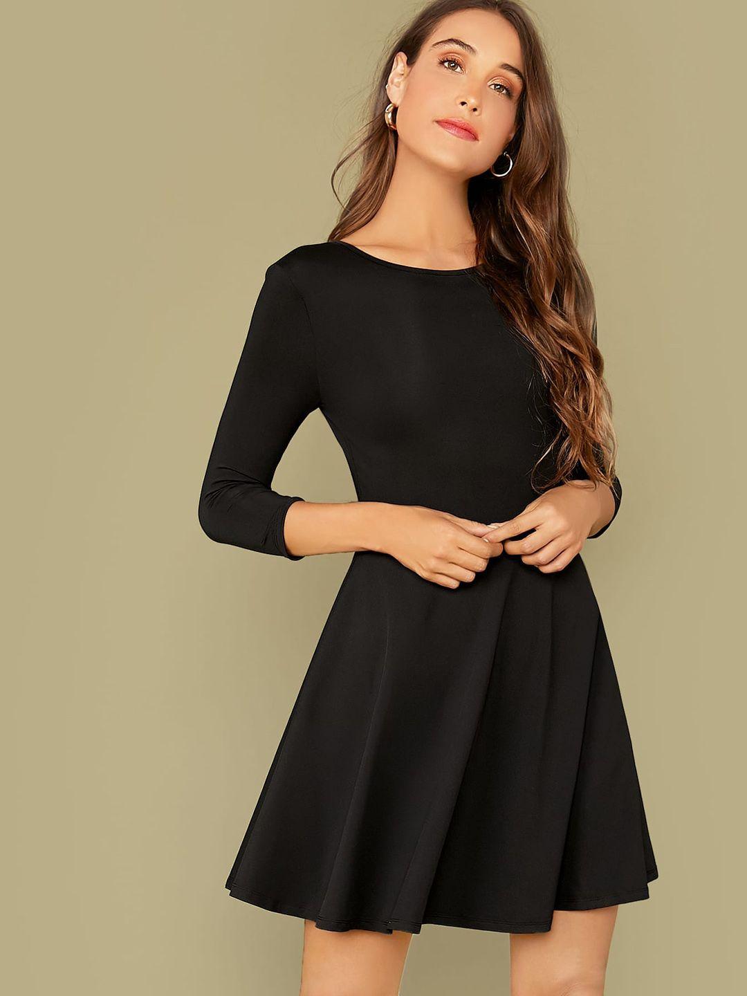 sheetal associates round neck fit & flare mini dress