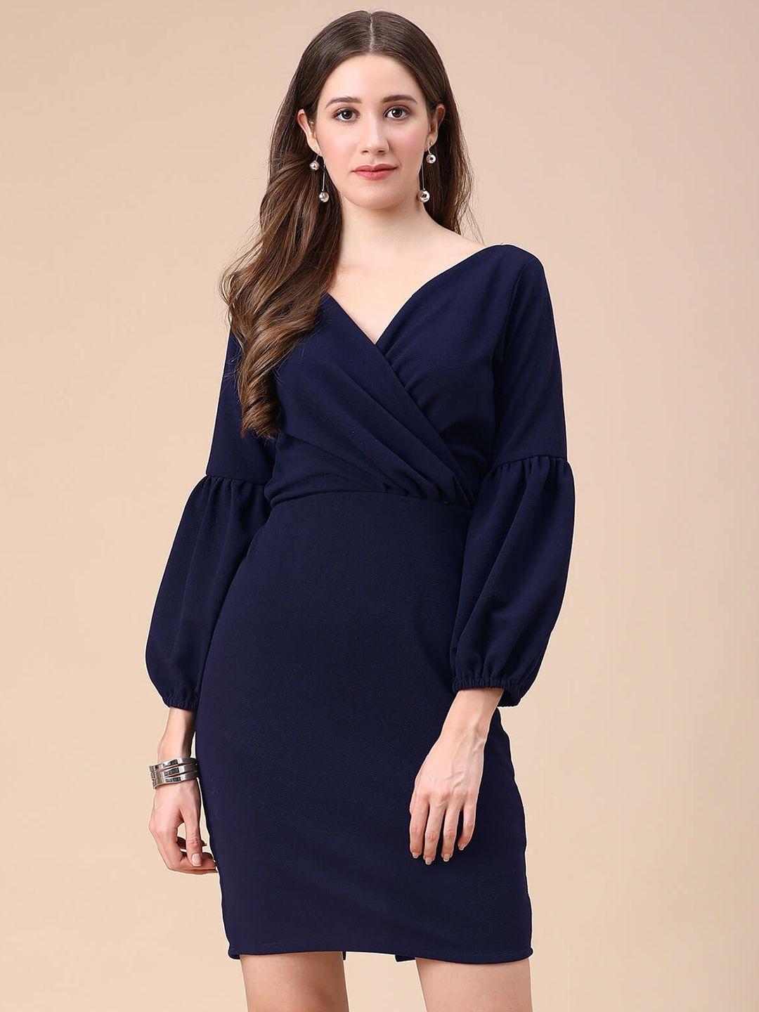 sheetal associates v-neck puff sleeve dress