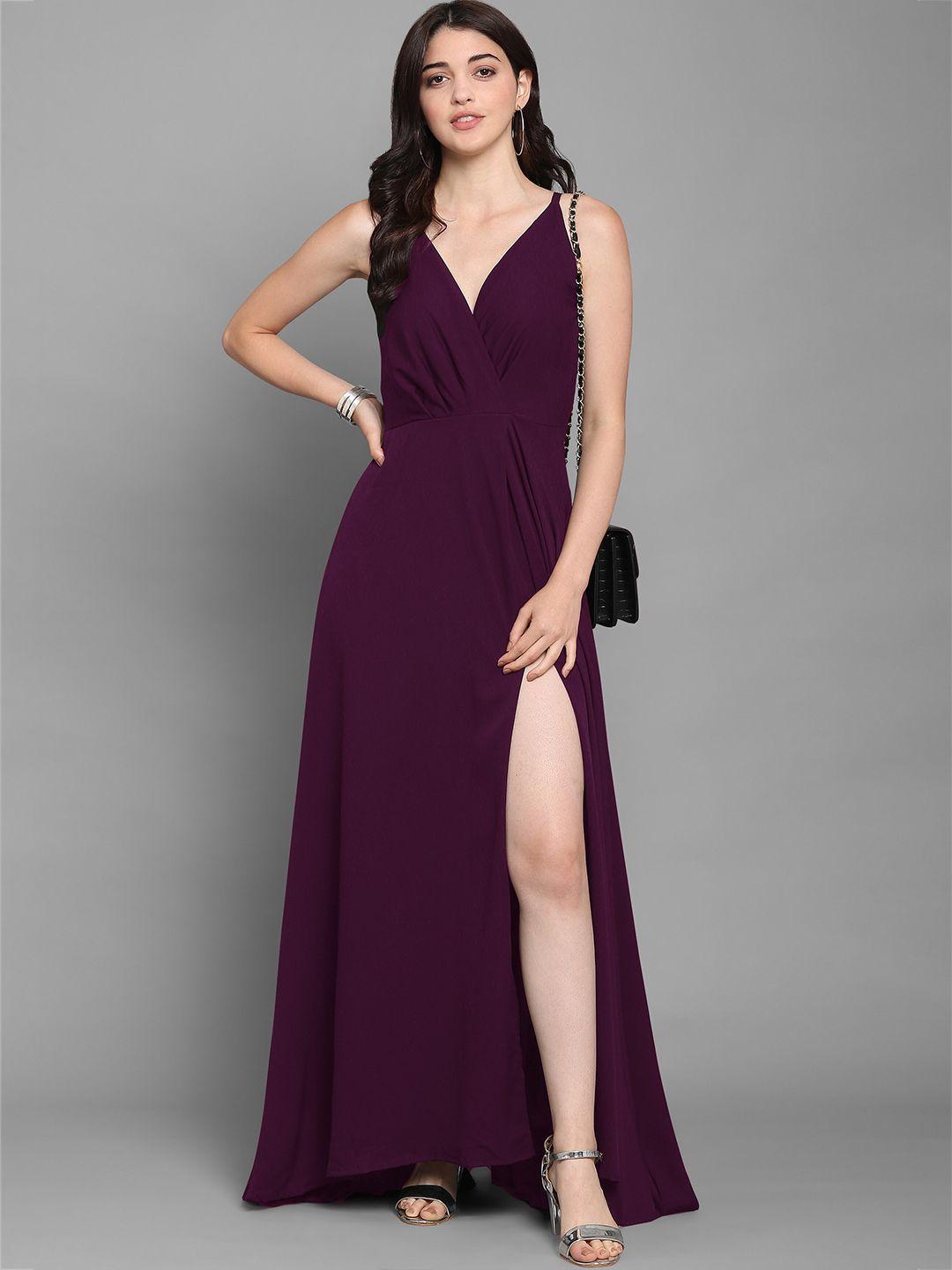 sheetal associates women purple crepe maxi dress