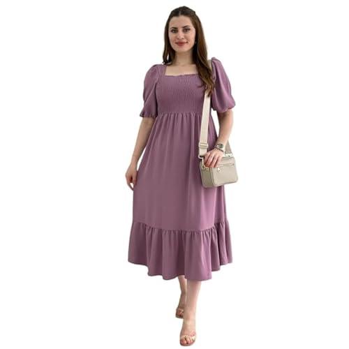 sheetal associates womens purple crepe solid fit and flare knee length casual dress, xl size