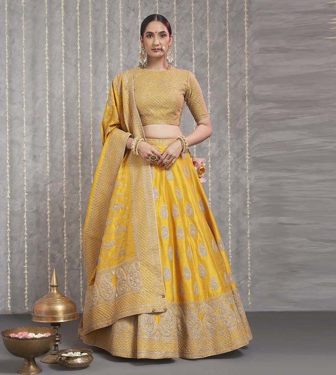 sheetal batra aatifa happy mustard blouse with lehenga and dupatta